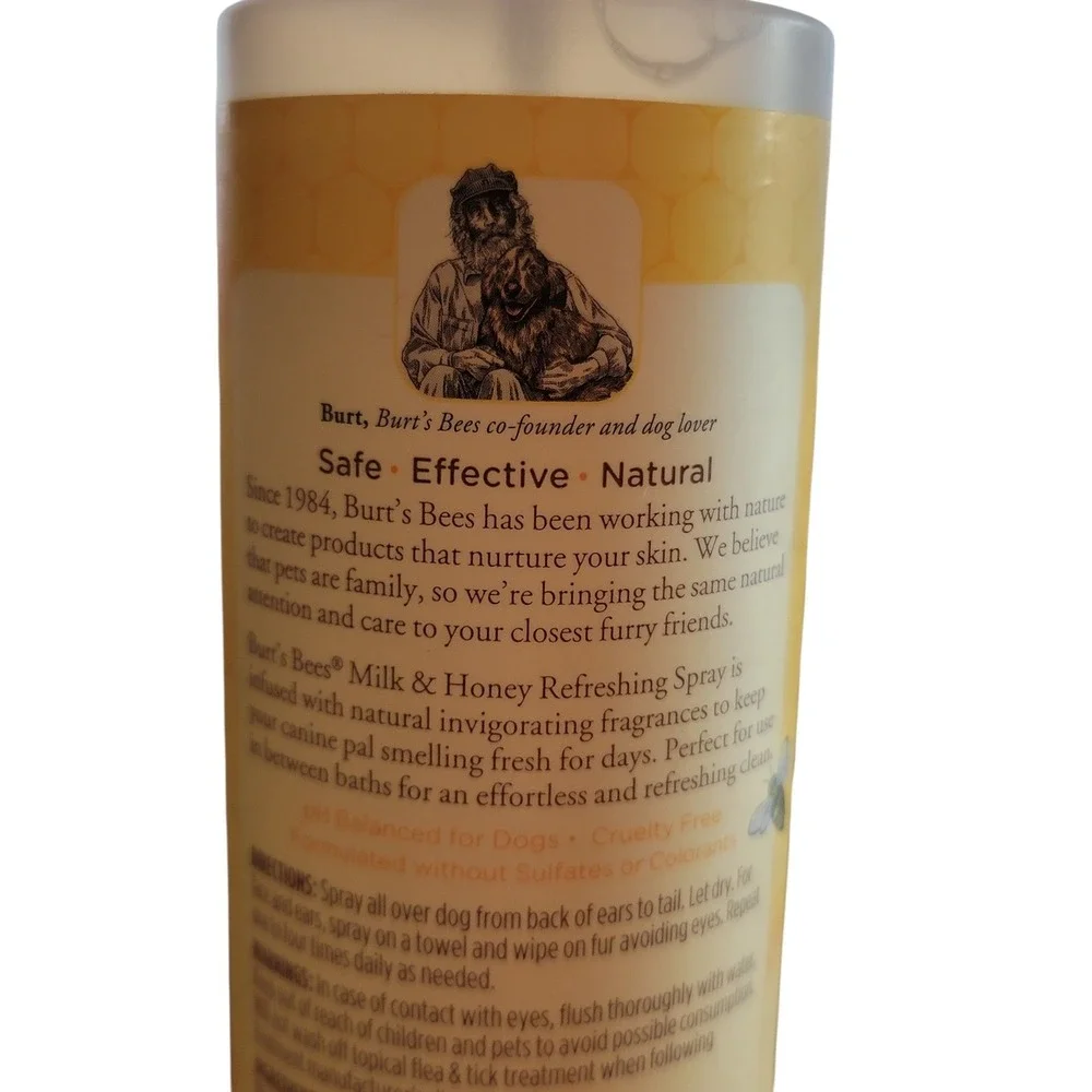Burts Bees for Dogs Refreshing Spray Milk Honey Natural Fragrance 8 Oz New